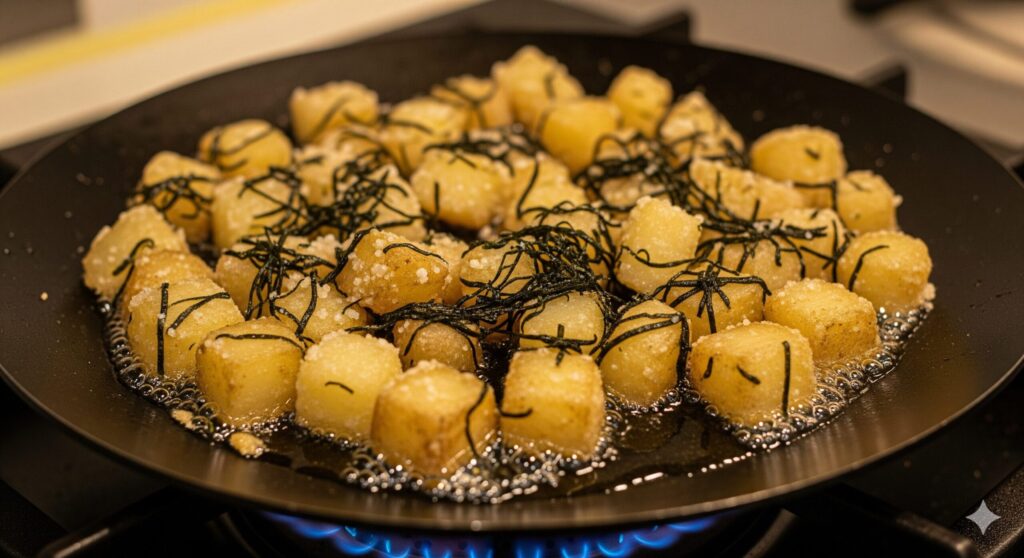 片栗粉でカリッ！コロコロポテトの炒め物