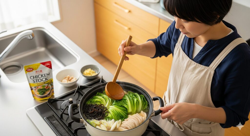 ⑧鶏ガラスープの素で本格的な中華風