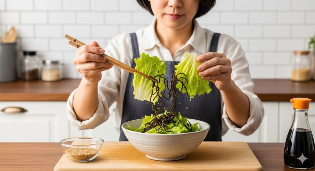 ⑫まとめ：レタス塩昆布で簡単にもう一品